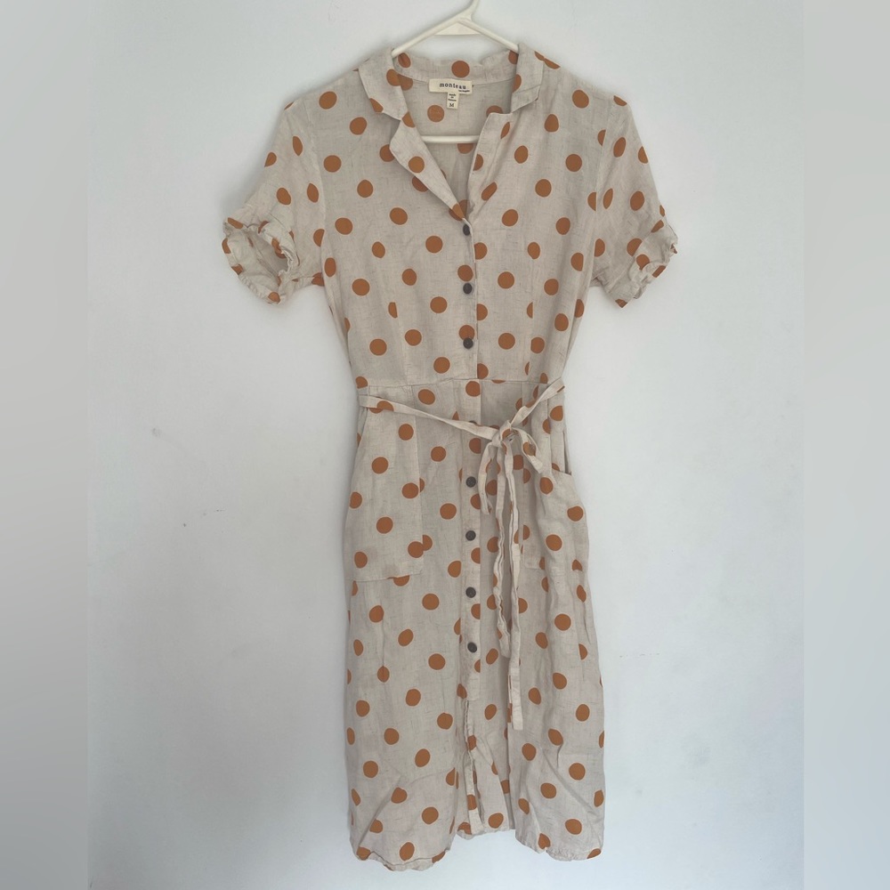 Polka Dot Ruffle Sleeve Midi Dress with pockets